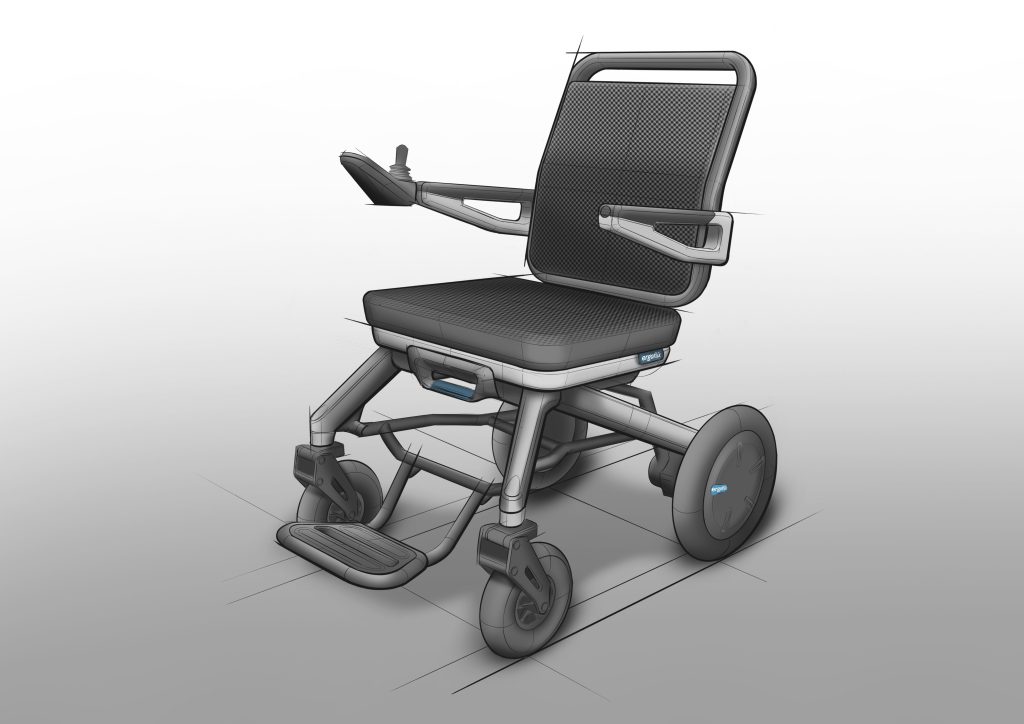 conception de fauteuils roulants, esquisse de vues frontales