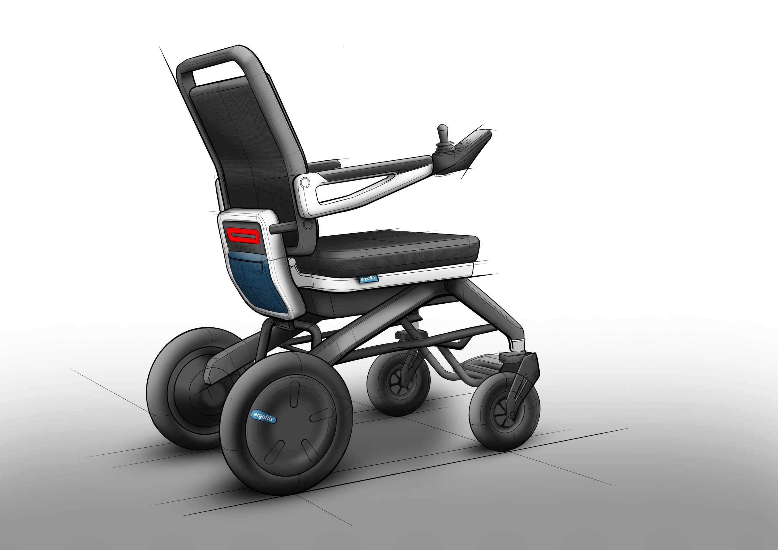 conception de fauteuils roulants, esquisse de rétroviseurs