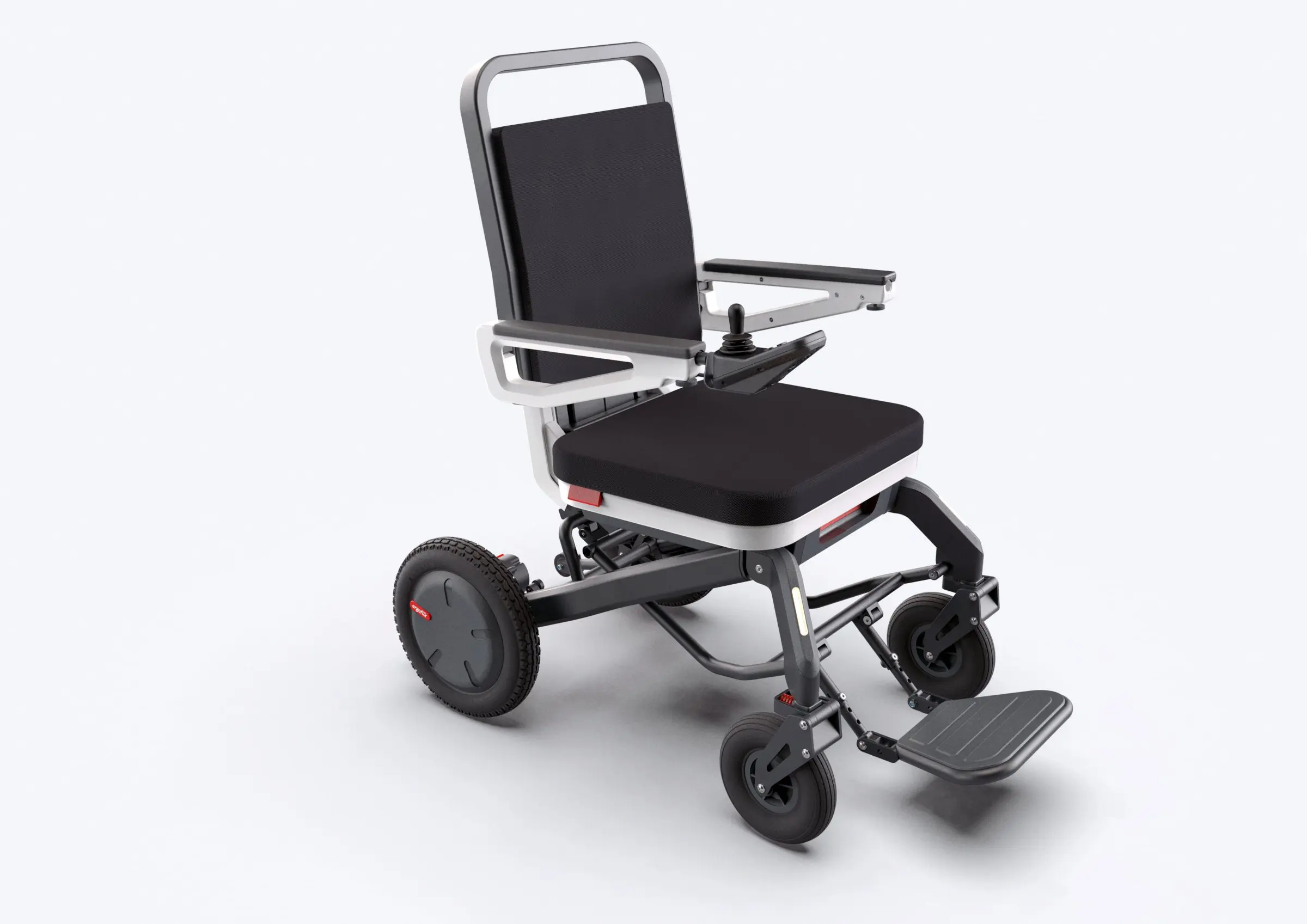 electric wheelchair, front side view, product design