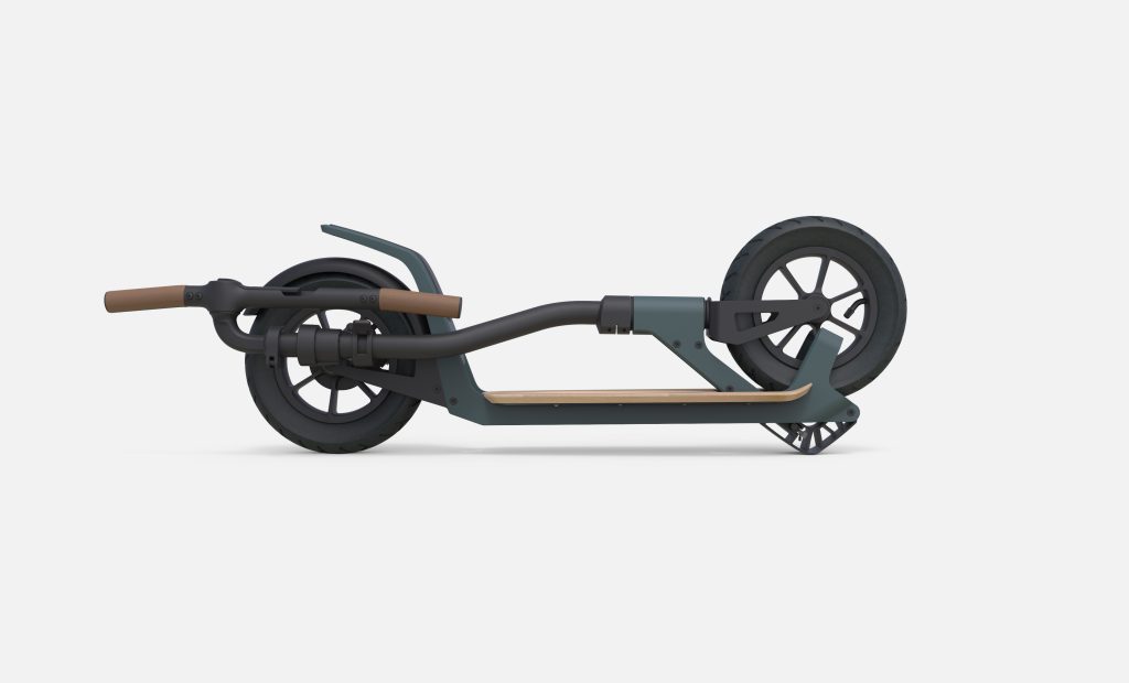 comin scooter, mobility design, prototype side view folded