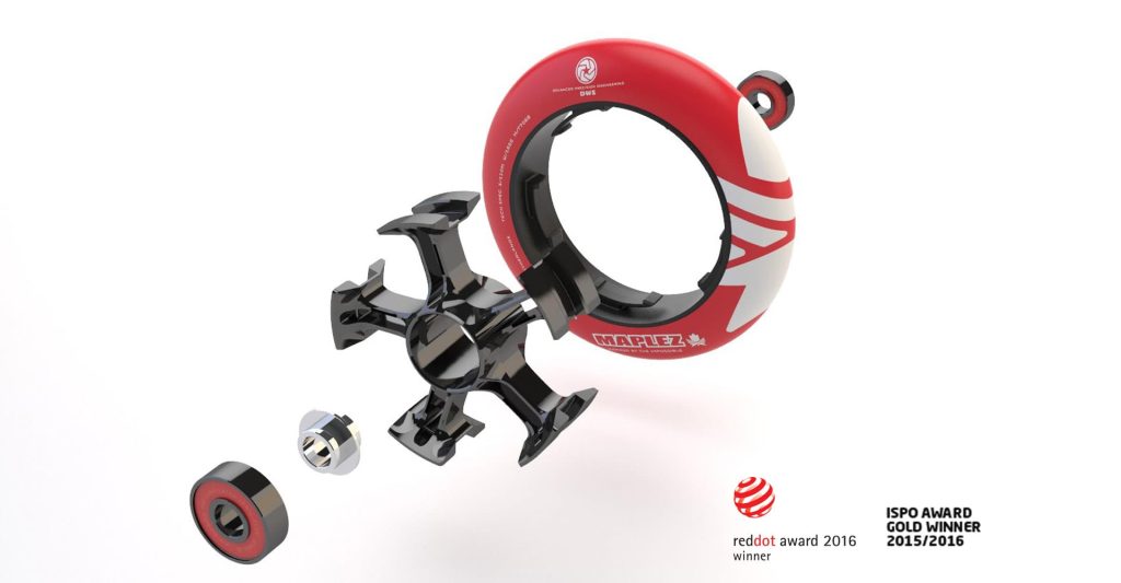 product design, sports product development of inline skate wheels, exploded view