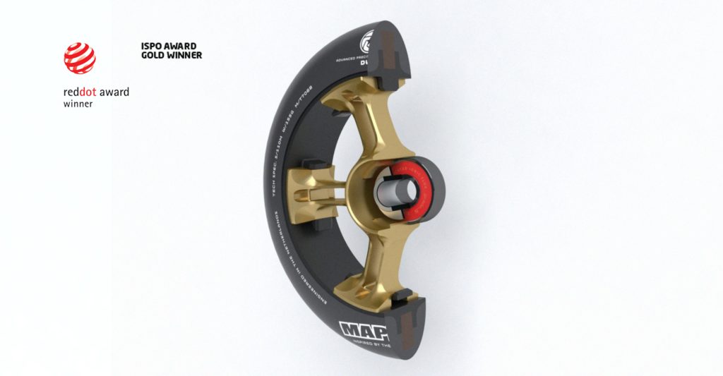 product design, sports product development of inline skate wheels, cut section