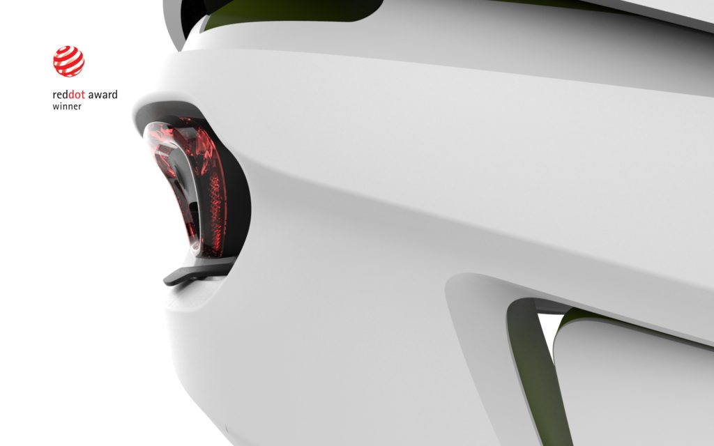 sport product design, rear part of the bike helmet, with integrated light