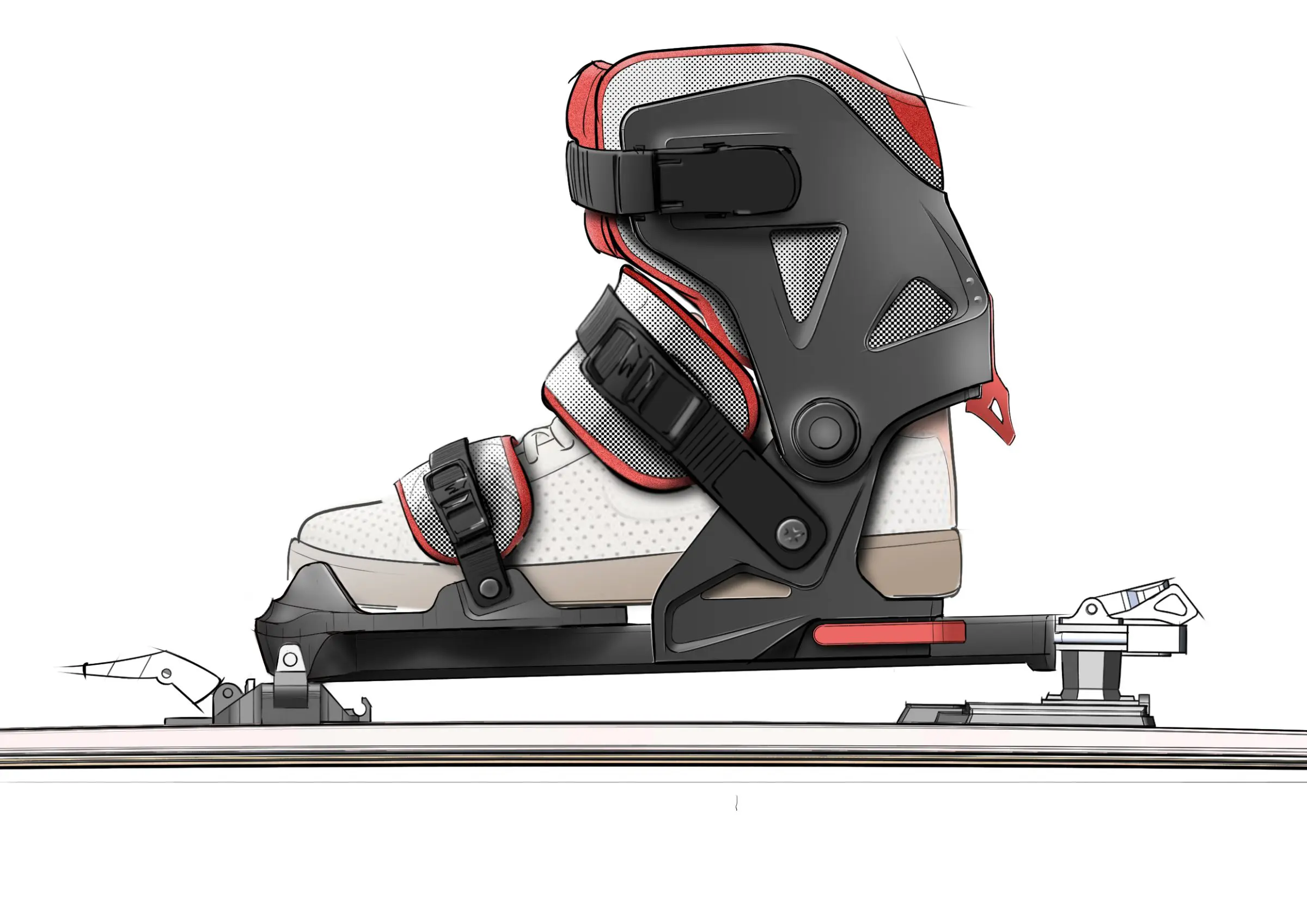 croquis d'une chaussure de ski