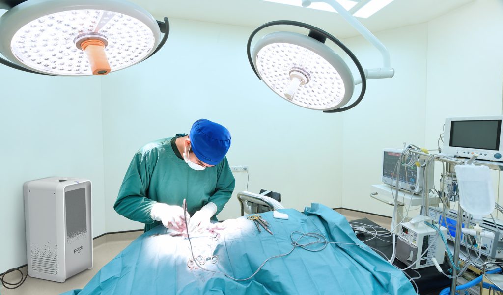 medical design, potok air treatment device, view in operation room