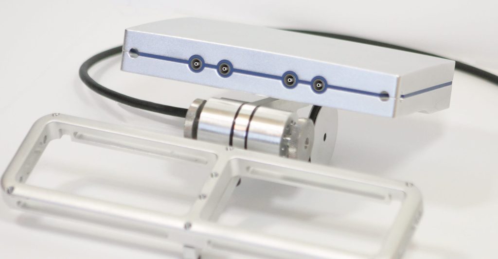 industrial design of an ultrasonic measuring tool, front view